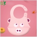 FDA Cartoon Animal Silicone Baby Bib för barn