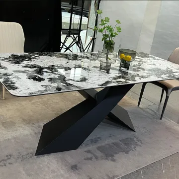 Luxury Modern Slate Dining Table with Carbon Steel Legs