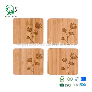 high quality custom design bamboo tea cup coaster