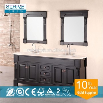 80'' WC-TD80-WHT White Andover Double White Marble Top Vanity With Cabinet Set & Mirror