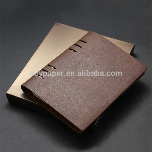 Handmade real genuine leather a5 ring binder notebook for travelers