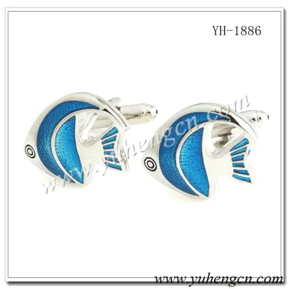 YH-1886 Novelty Blue Tropical Fish Cufflink,Fashion Animal Cufflinks
