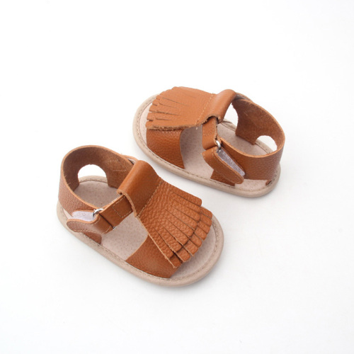 Nueva llegada estilo bebé cuero genuino sandalias infantiles