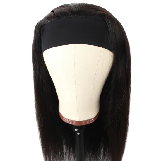 100% Human Hair Headband Scarf Wig Human Hair Brazilian Straight Human Hair Wigs 150% Full Machine Made Wig For Black Women