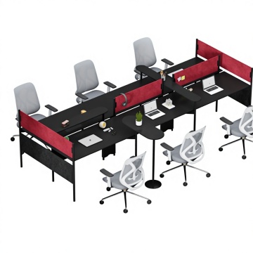 Modular Office Desk with Drawers and Chair Set 6 Person Staff Cubicle Office Partition Workstation Desks Office Table