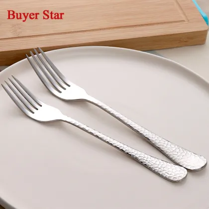 5pcs/lot Silver Stainless Steel Cutlery Flatware Sets Western Food dinnerware Set Fork Knife Spoon Hammered Kitchen tools Sets