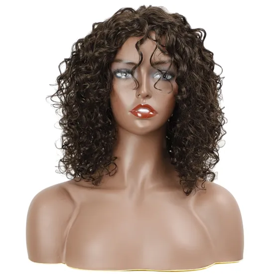 14 inches brown warm romantic heat resistant bob loose curl Kinky Curly Wig synthetic hair wigs short curly wave for black woman