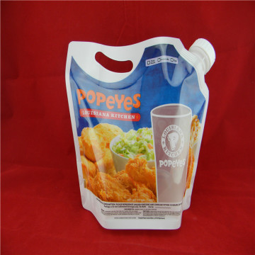 Custom stand-up spout-pouch for sauce-liquid  with handle