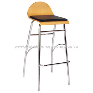 Backless bentwood restaurant bar stool with maple skin +PVC