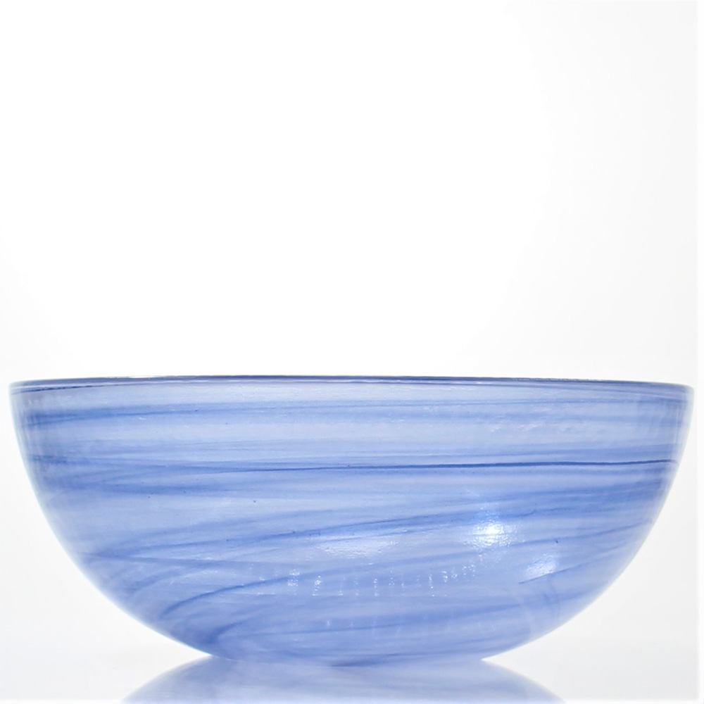 Blue Cloudy Glass Bowl