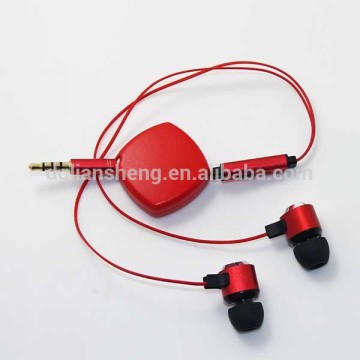 Square retractable earphones 1.2m cable with metal mic