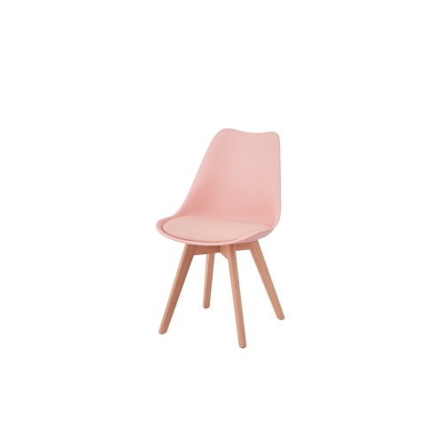Elegante silla de PP con patas de madera para espacios modernos