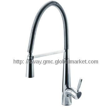 Spring spout kitchen faucet