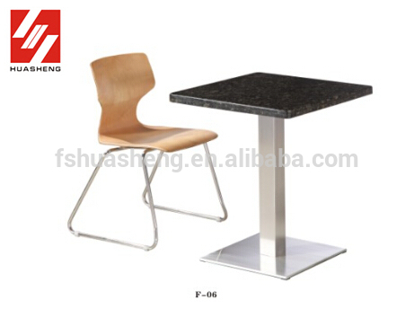 square stainless base cafe table with chair together