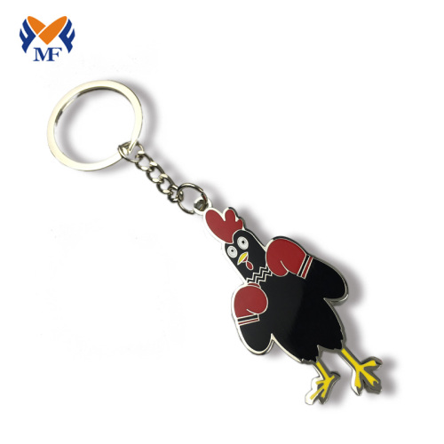 Metal custom chicken shape hard enamel keychain