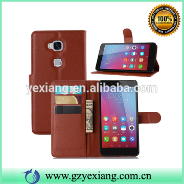 Flip cover case for huawei gr5 Lichi leather with card slots wallet case alibaba China