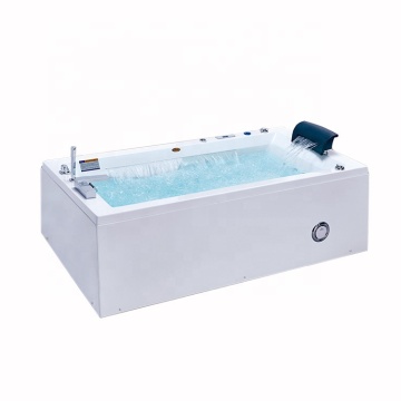 Smart Control Large Size Acrylic Massage Spa Whirlpool Bathtub for Two with Square Waterfall