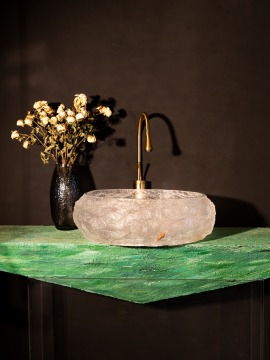 Jasper Basin Crystal Transparent Stone Textured Leaf