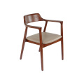 Solid wood leather armrest Hiroshima chair