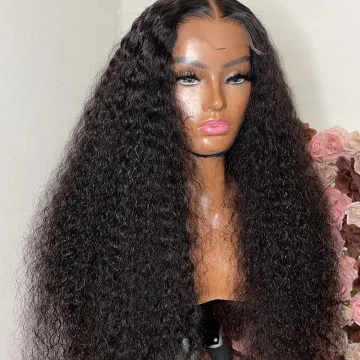 Wholesale Cheap Raw Indian Virgin Kinky Curly Human Hair Hd Full Lace Frontal Wig Natural Human Hair Transparent Lace Front Wig
