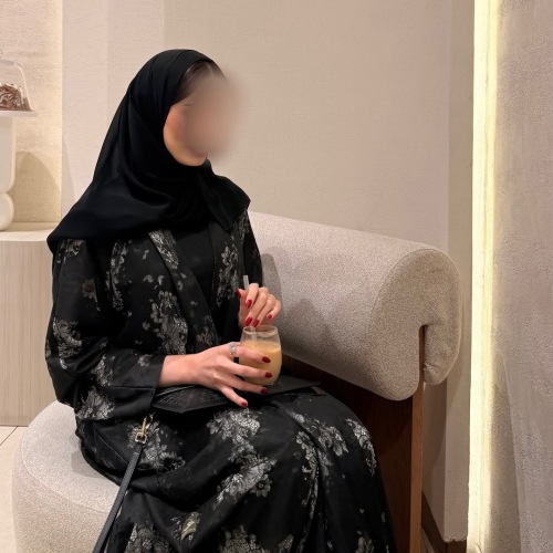 روپوش آستین بلند توری مشکی ابایا