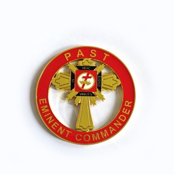 Freemason Knights Templar Car Emblem: 3" Round Past Eminent Commander Masonic KT Auto Emblem