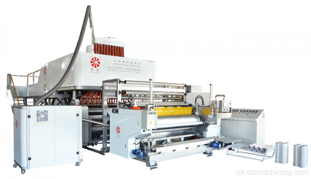 Stroj na výrobu vytiahnuteľnej fólie na koextrúziu