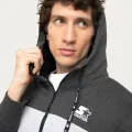 Mens kontras hoodies ritsleting bordir bordir sherpa sherpa