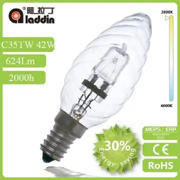 C35 twisted 42W=60W 230/120V E14/E27 halogen bulb