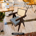 Contemporary Wood Armchair Woven Back Fabric Seat Modern Leisure Chair for Living Room Hotel Home Bar