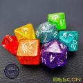 Bescon Unicorns Rainbow Sparkled Polyhedral D&amp;D Dice Set of 7 Colorido RPG Juego de roles Juego de dados 7pcs