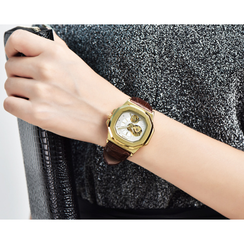 Custom logo watch with genuine leather band