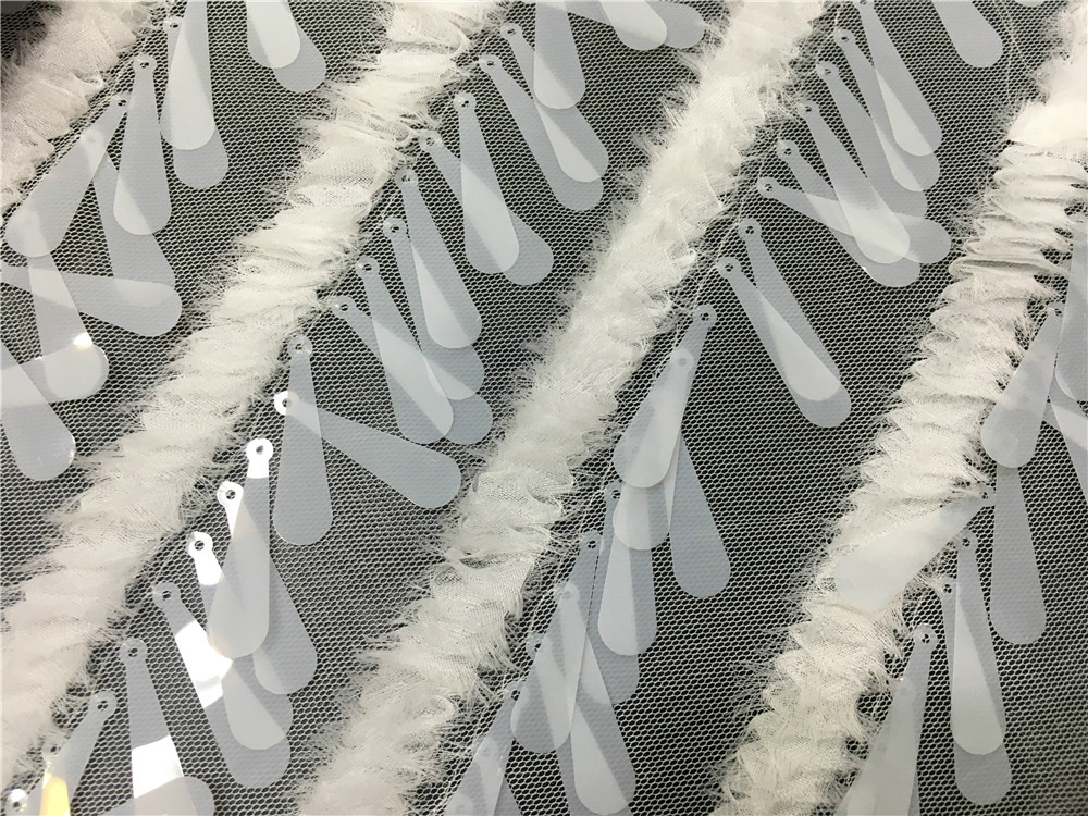 White Sequin Embroidery Fabric