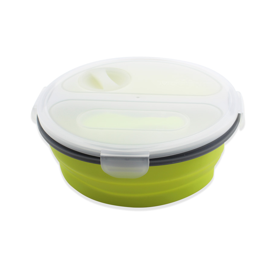 Boîte à lunch ronde en silicone pour contenants alimentaires pliables