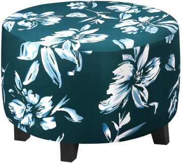 Ottoman Cover Round Pouf Slipcover Floral Printed