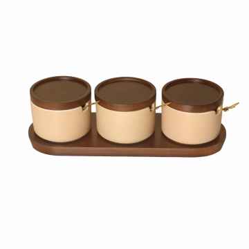 Nordic Luxury Kitchen Salt Sugar Pepper Set withSpoons and Tray