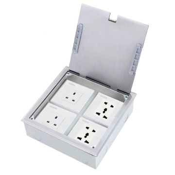 surface stainless steel  floor socket box  with EU socket and RJ45