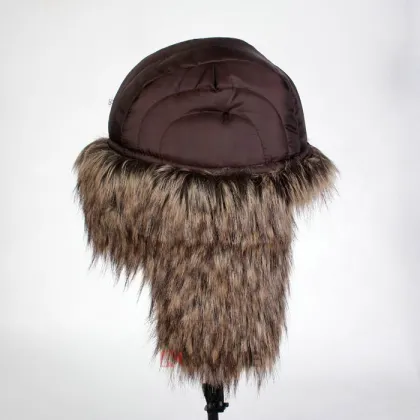 custom real leather plush fur trapper hat