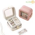 Portable Square transparent PU Travel Storage Jewelry Case