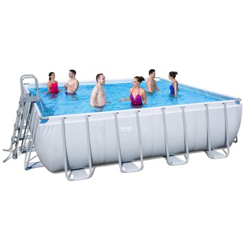 Outdoor Rectangular Frame Pool Set with Sand Filter Pump