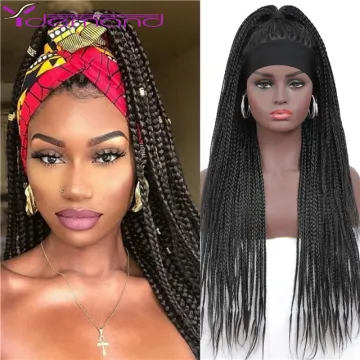 Wholesale Box Braided Headband Wigs for Black Women Twist Crochet Dreadlocks Braids Synthetic Hair Replacement Wig