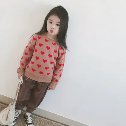 White Cotton Crew Neck Sweater for Kids and Girls