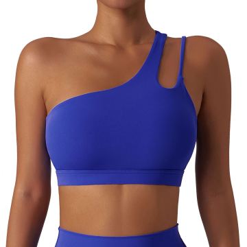 ホットヨガフィットネスのための女性ソフトファッショナブルな不規則な不規則なシングルシングルクロップドスポーツブラジャー