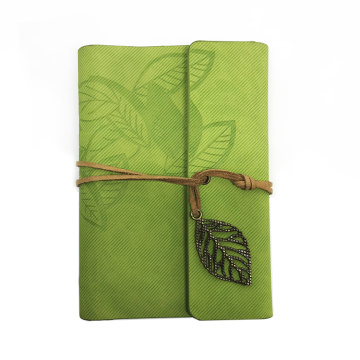Custom Vintage Leaf Decor Faux Cow Leather Notebook