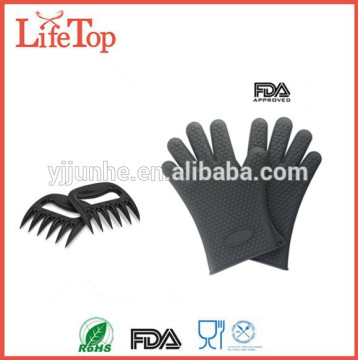 Heat Resistant 2 in 1 Grilling Set Silicone Gloves BBQ Meat Claw Shredder