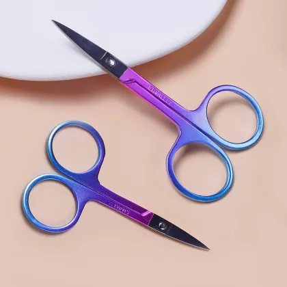 Stainless Steel Eyebrow Trimming Scissors & Gradient Nose Hair Clipper - Portable Eyebrow Trimmer