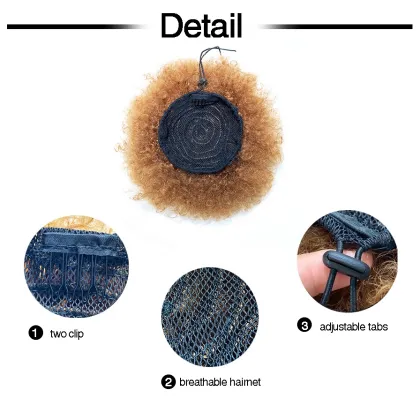 Wholesale Kinky Curly Clip afro hair bun Synthetic Hair pieces Chignon Fluffy Wig Synthetic Afro Curly Puff Hair Buns