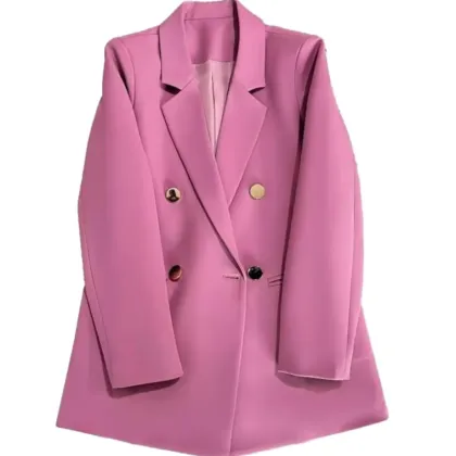 Candy Color Long Sleeve Metal Buttons Blazer with Lining - Shein Fashion