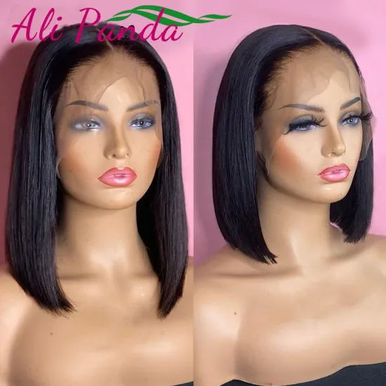 100% Virgin brazilian short straight Bob Human Hair Lace Wigs
