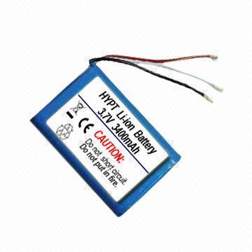 1S2P Li-ion Battery Pack, Rechargeable Type with 3.7V/3,400mAh Capacity
